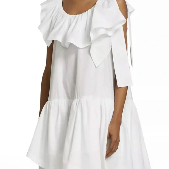 3.1 Phillip Lim Asymmetric Ruffle Cotton Mini Dress Size 2